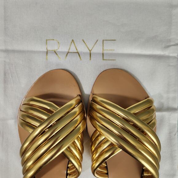 RAYE Ziggy‎ Slide Sandals in Metallic Gold Women's Size 8.5 xrevolve Twist Wrap - Picture 12 of 15